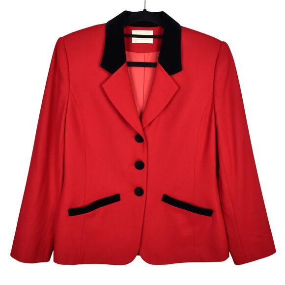 Vintage Pendleton 50's red blazer jacket w/ velvet buttons 100% wool women's 6 - Picture 1 of 9